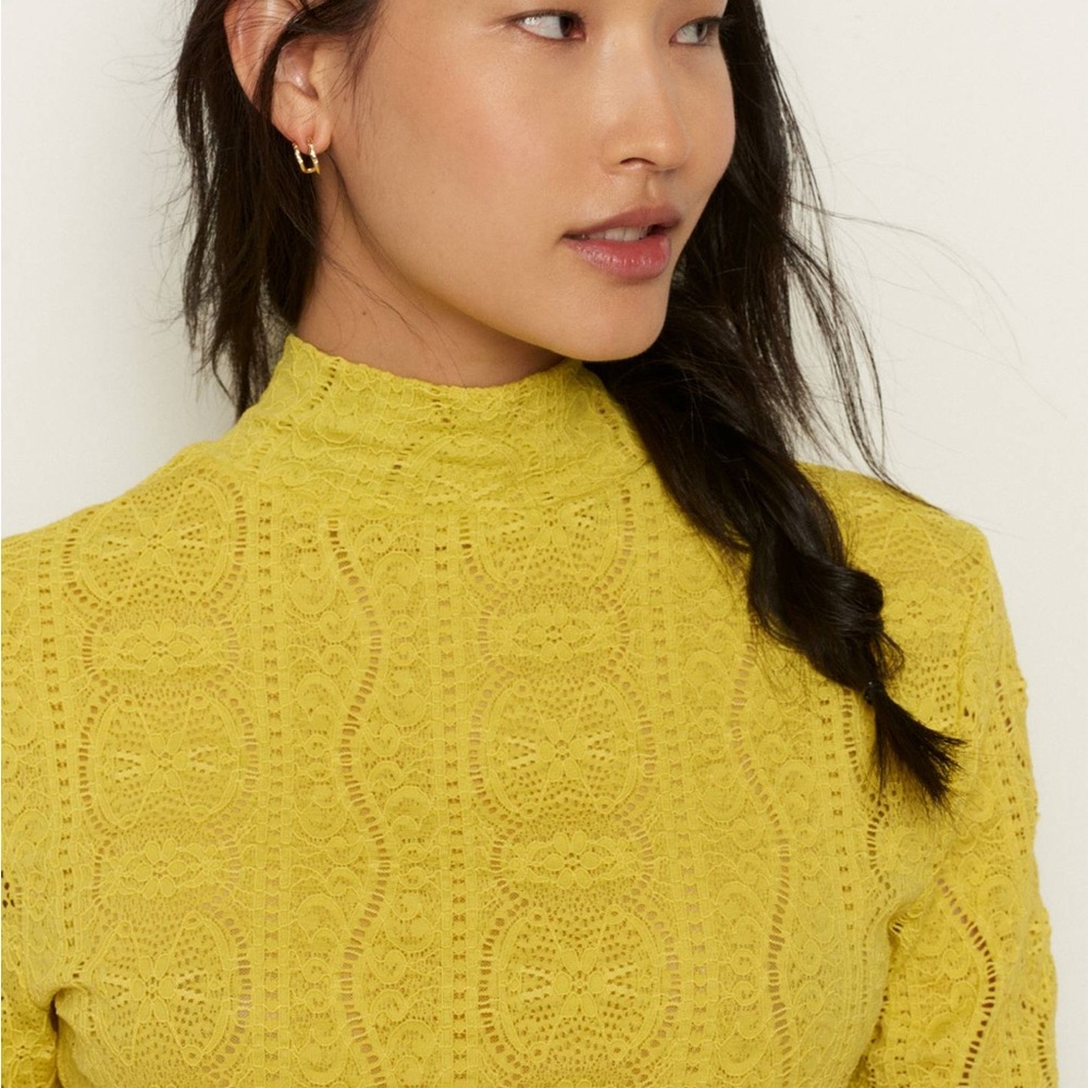 Daily Practice by Anthropologie Lace Mock Neck Top